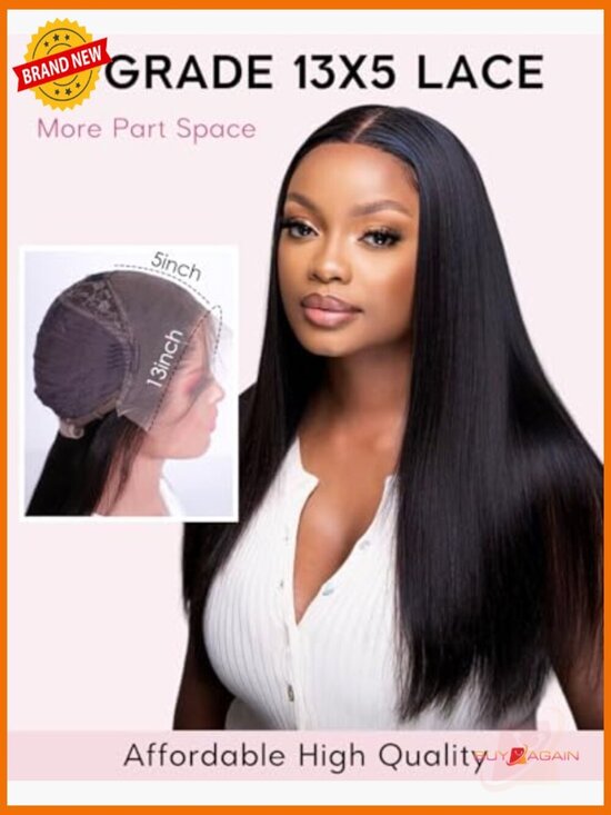 HD Lace Front Wig 220% Density 13x5 Straight Human Hair Pre Plucked 28inch main image 3